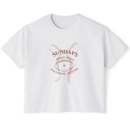 White t-shirt with a graphic design on a white background