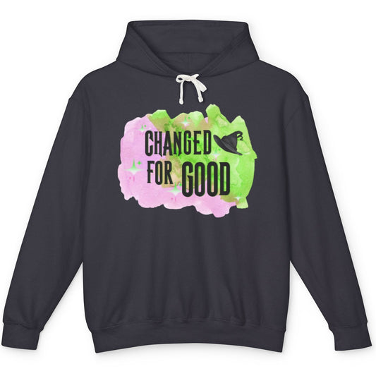 Black hoodie with 'Changed for Good' graphic on a white background