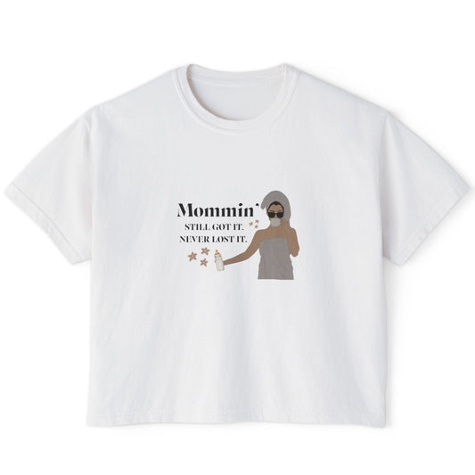 White t-shirt with graphic design and text on a white background